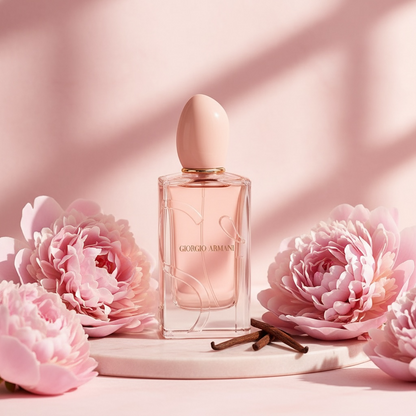 Giorgio Armani Si Nude Bloom perfume styled with roses and citrus notes