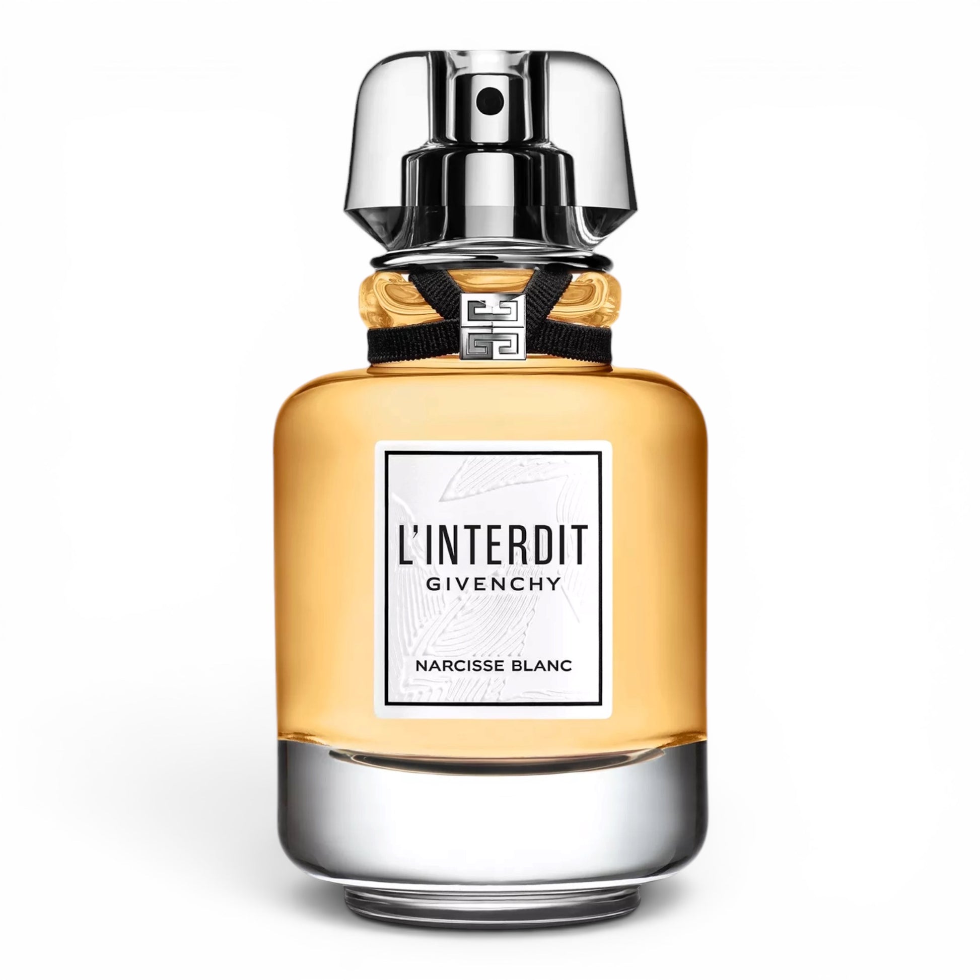 Givenchy L'Interdit Narcisse Blanc Eau de Parfum bottle on white background