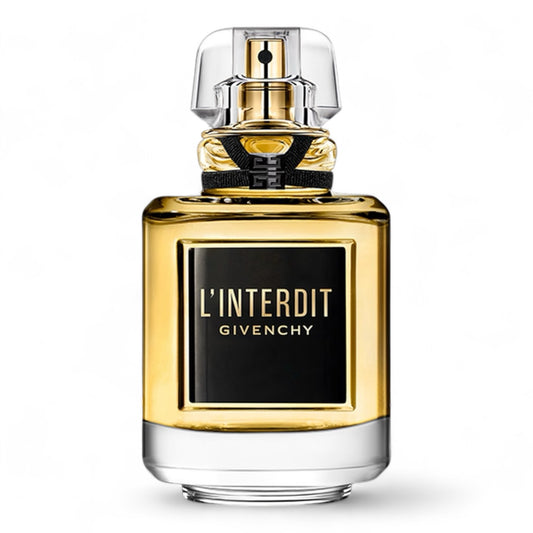 Givenchy L’Interdit Parfum fragrance sample – white floral perfume with mimosa, pear, and balmy woods, shown in 80ml full-size bottle