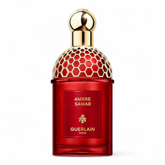 Guerlain Ambre Samar fragrance sample – amber, vanilla, and incense in 125ml bottle from the Absolus Allegoria collection.