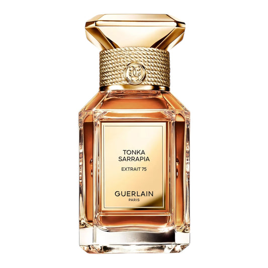 Guerlain Tonka Sarrapia Extrait 75 fragrance sample featuring rich tonka bean and warm almond amber notes for decanting into 1ml to 10ml glass atomisers.