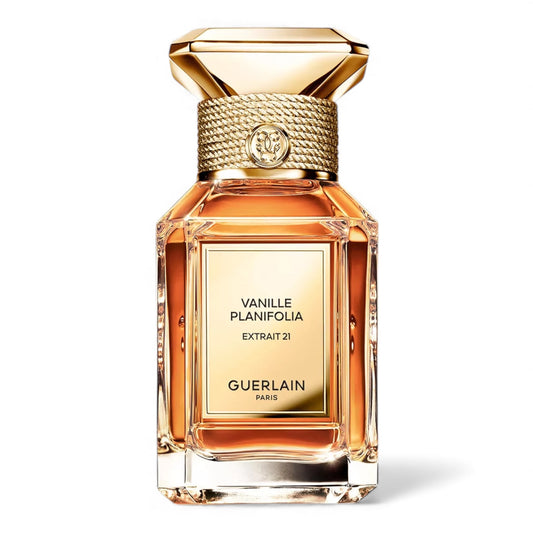Guerlain Vanille Planifolia Extrait 21 fragrance sample – retail bottle shown for decanting into 1ml–10ml samples.