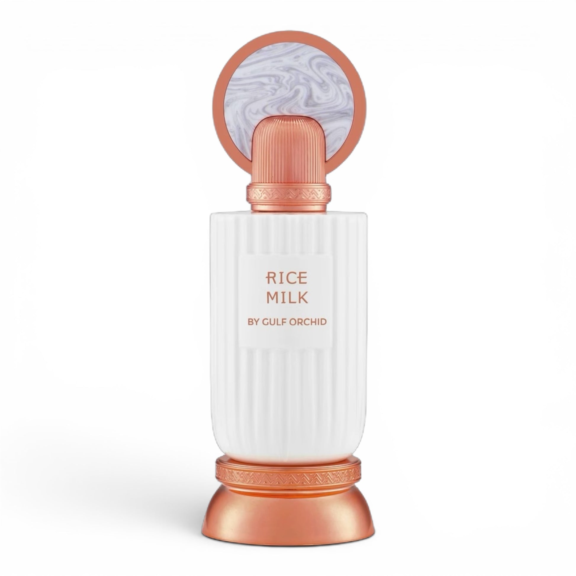 Gulf Orchid Rice Milk perfume bottle on white background