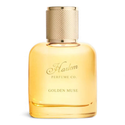 Harlem Perfume Co Golden Muse fragrance sample – retail bottle shown for decanting into 1ml–10ml samples.