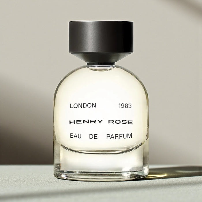 Henry Rose London 1983 perfume styled in a warm, minimalist setting