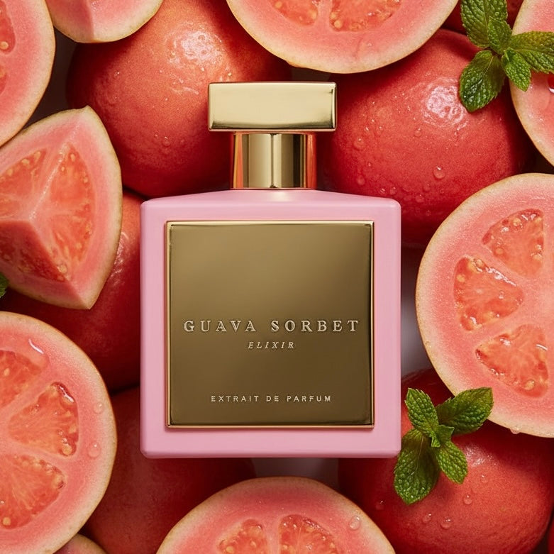 House of Brandt Guava Sorbet Elixir styled with tropical guava