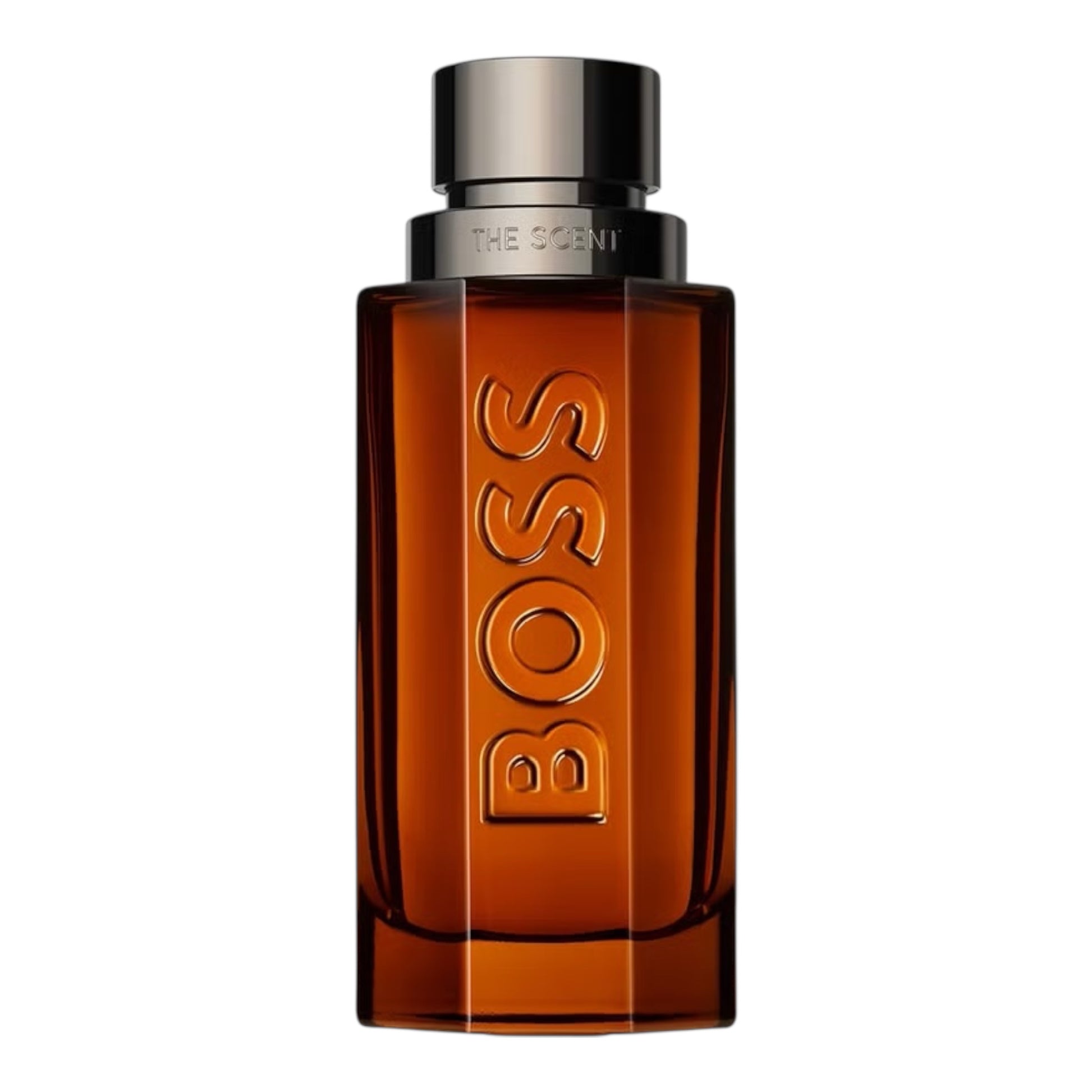 Hugo Boss The Scent Intense For Him perfume bottle on white background