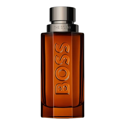 Hugo Boss The Scent Intense For Him perfume bottle on white background