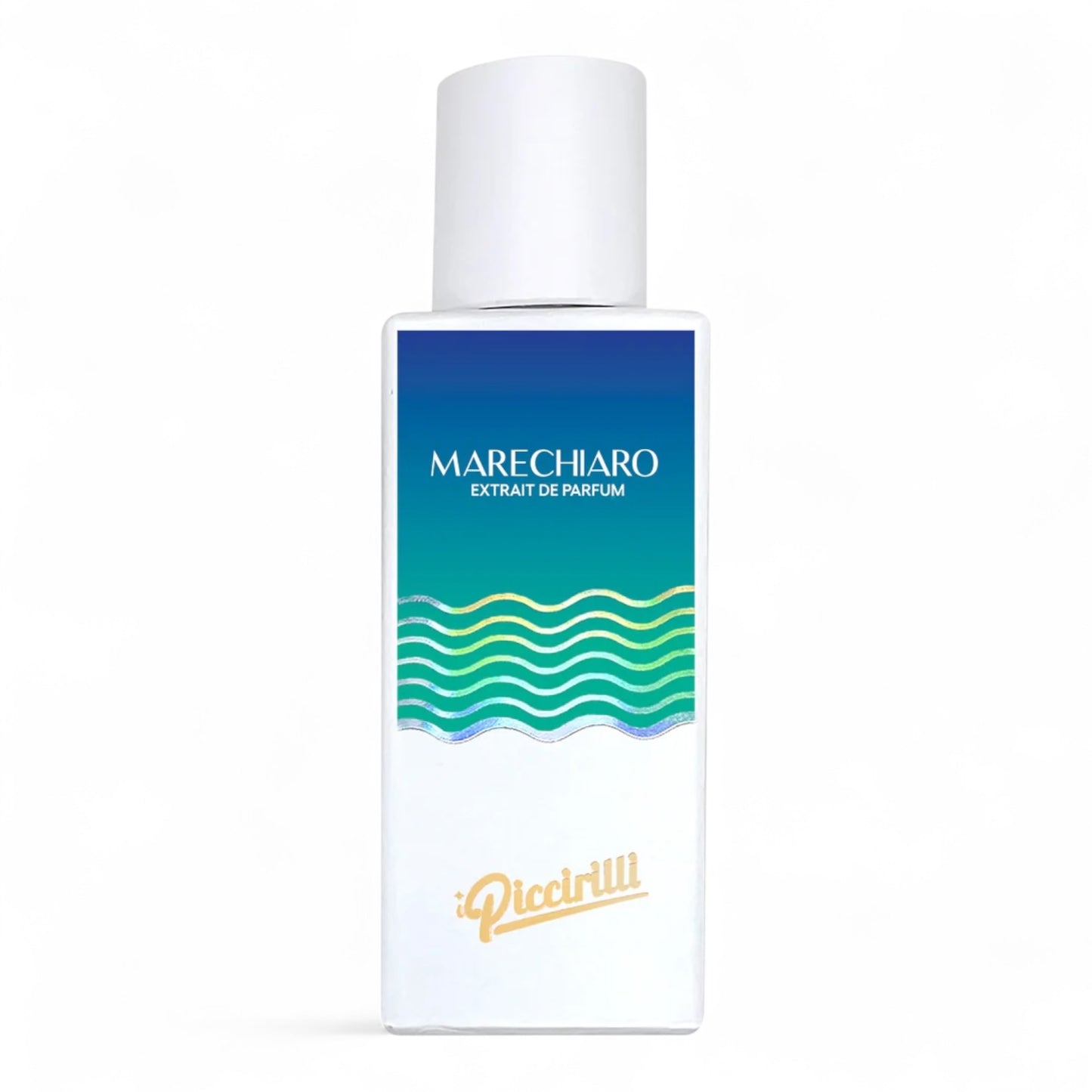 I Piccirilli Marechiaro fragrance sample – salty aquatic scent with rose, sandalwood and amber, pictured in full 30ml bottle.
