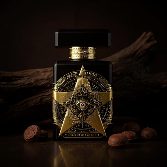 Initio Oud for Grace styled with oud wood, black pepper, vanilla, praline and polished dark woods