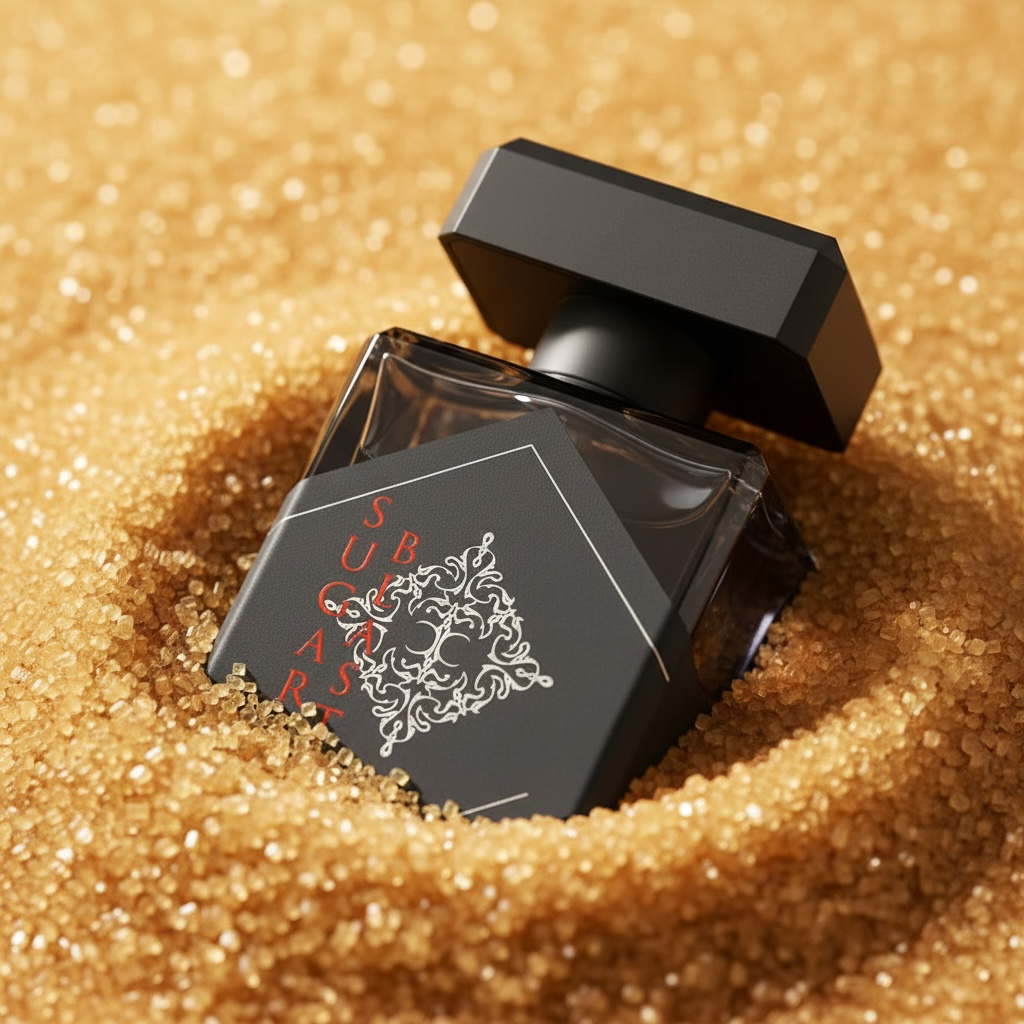 Initio Sugar Blast perfume styled in a bold brown sugar setting
