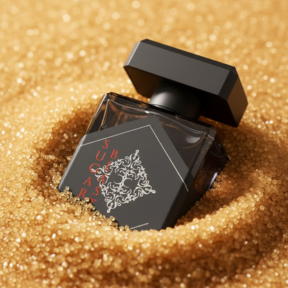 Initio Sugar Blast perfume styled in a bold brown sugar setting