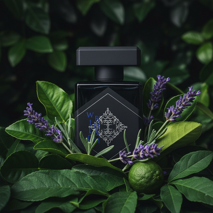 Initio Wild Rush perfume styled in a fresh, moody botanical setting