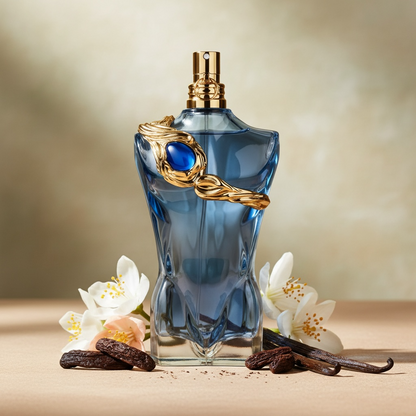 Jean Paul Gaultier Le Beau Narcisse styled in a radiant gourmand setting