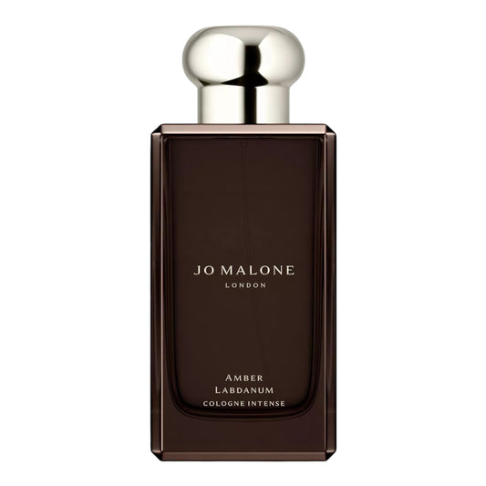 Jo Malone Amber Labdanum Cologne Intense perfume bottle on white background