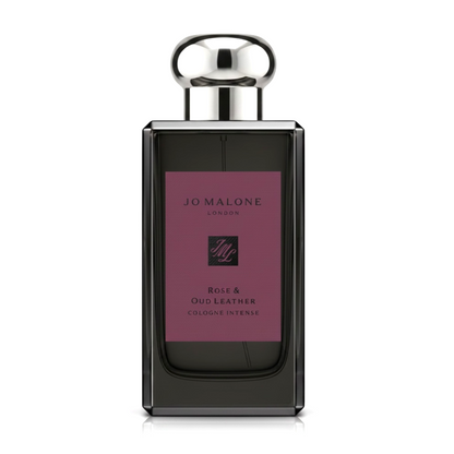 Jo Malone London Rose & Oud Leather Cologne Intense bottle on white background