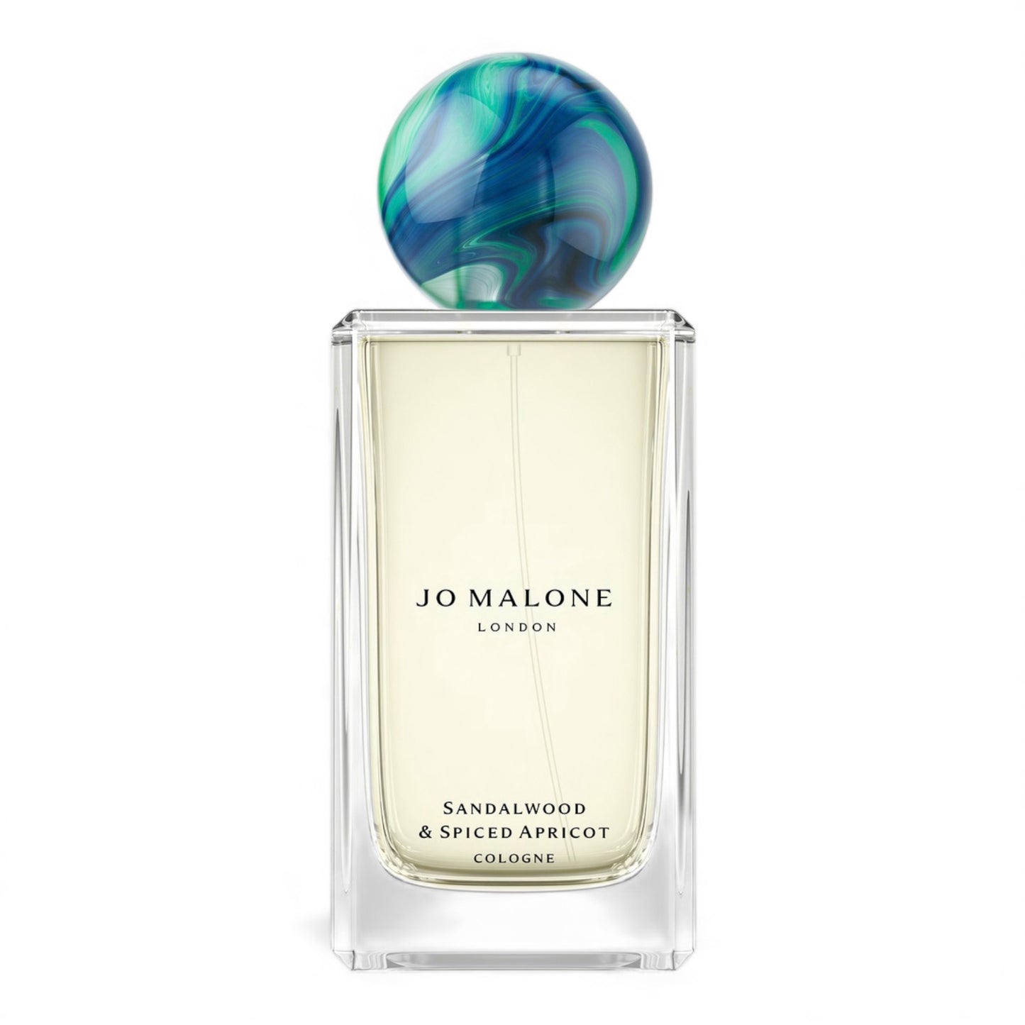 Jo Malone Sandalwood & Spiced Apricot fragrance sample – retail bottle shown for decanting into 1ml–10ml samples.
