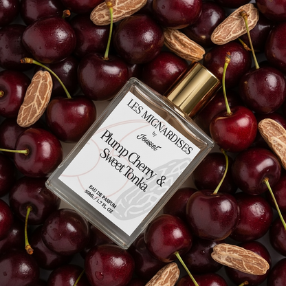Jousset Plump Cherry & Sweet Tonka styled with ripe cherries, dark plums, almonds, tonka beans and vanilla