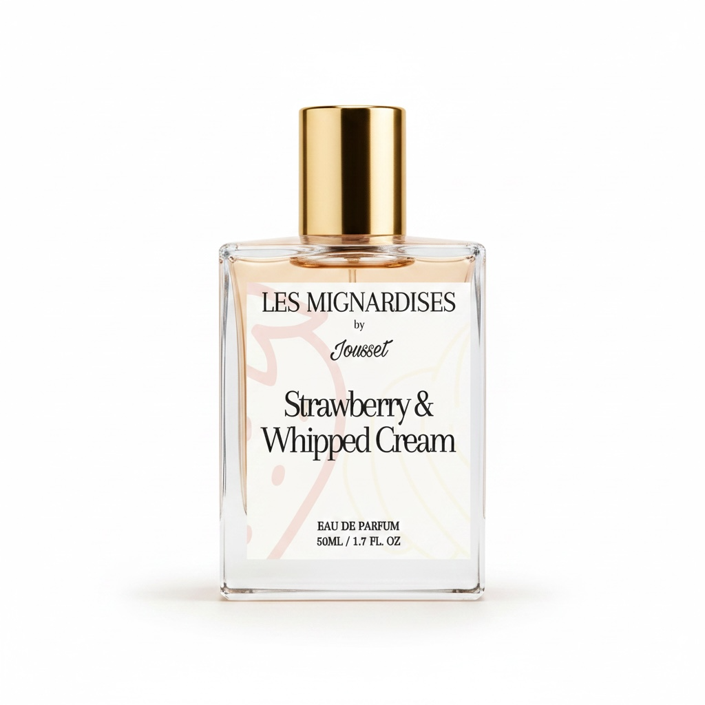 Jousset Strawberry & Whipped Cream perfume bottle on white background