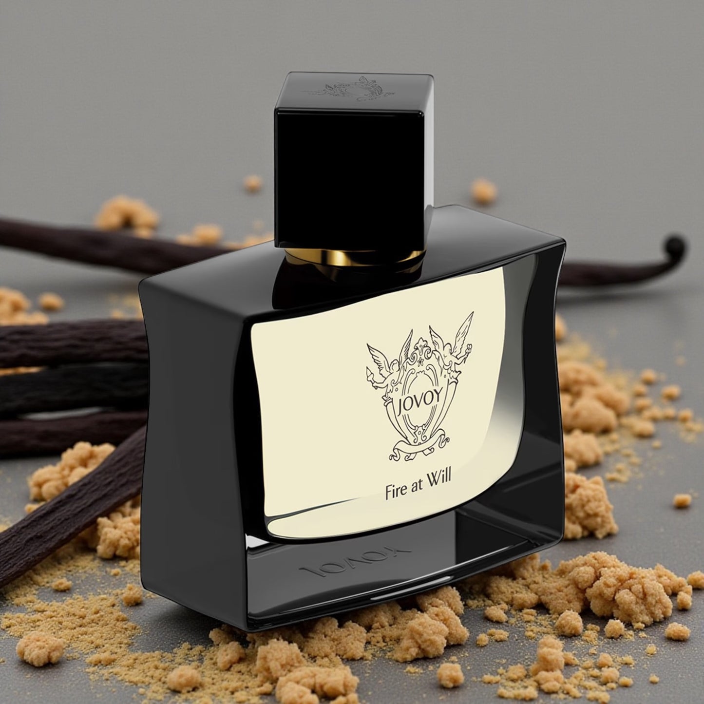 Jovoy Fire At Will perfume styled in a warm, elegant setting