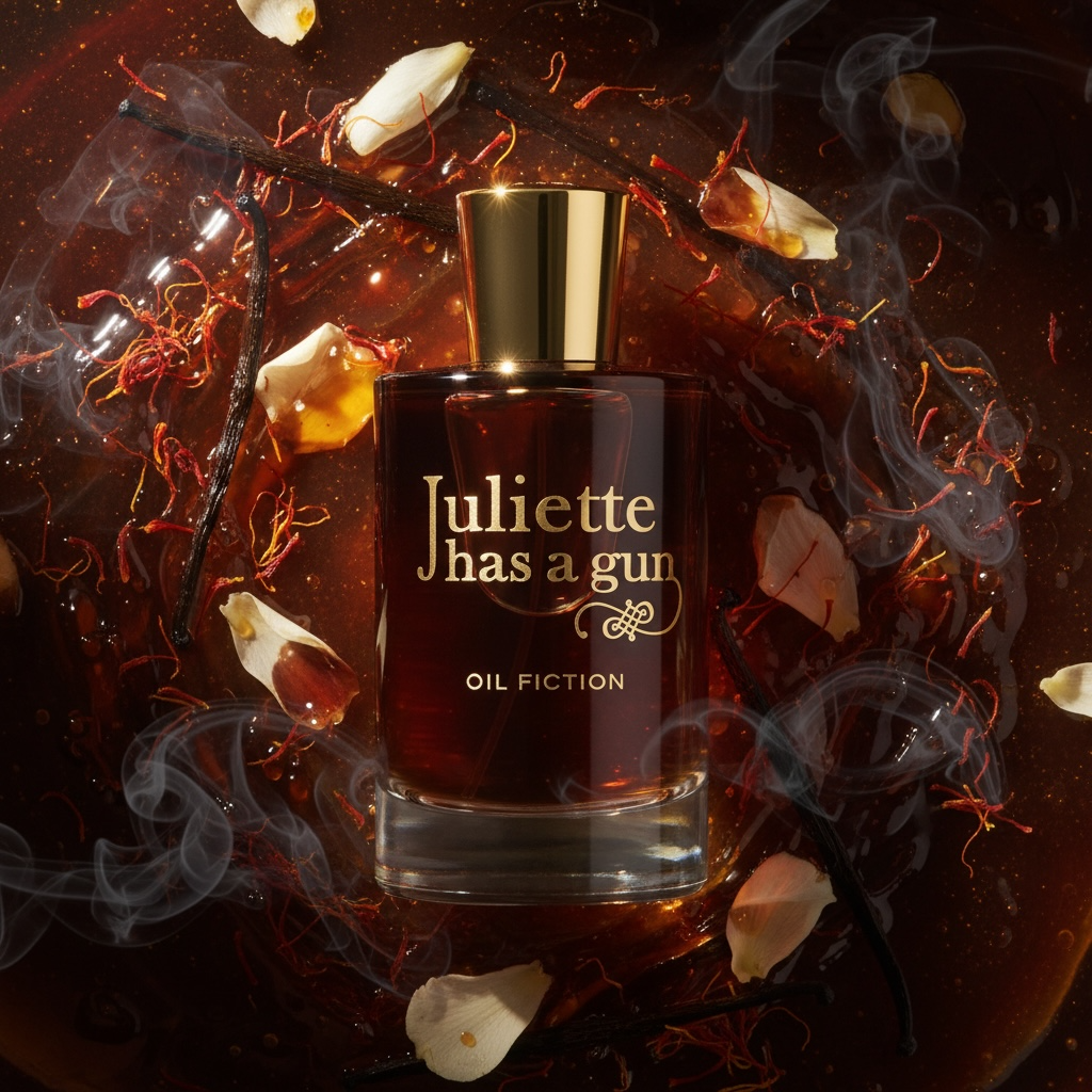 Juliette Has a Gun Oil Fiction styled with golden amber, saffron and warm candlelight