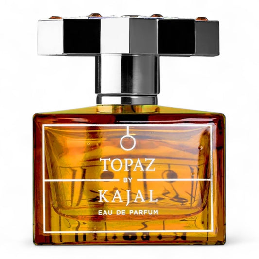 Kajal Topaz fragrance sample – retail bottle shown for decanting into 1ml–10ml samples.