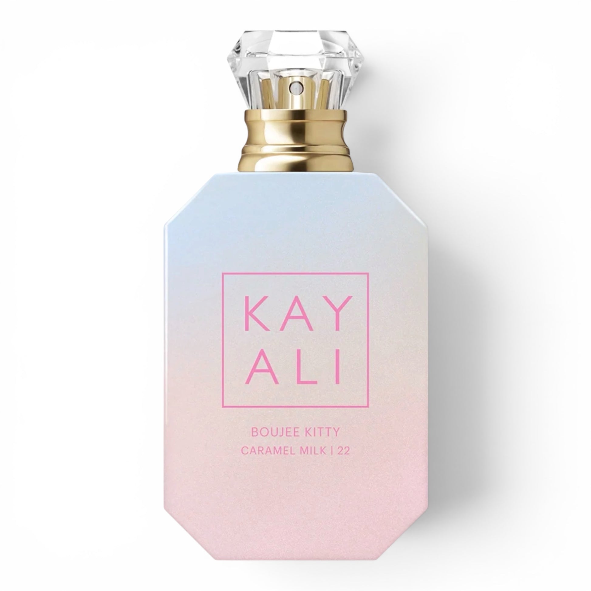 Kayali Boujee Kitty Caramel Milk 22 Eau de Parfum bottle on white background