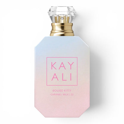 Kayali Boujee Kitty Caramel Milk 22 Eau de Parfum bottle on white background
