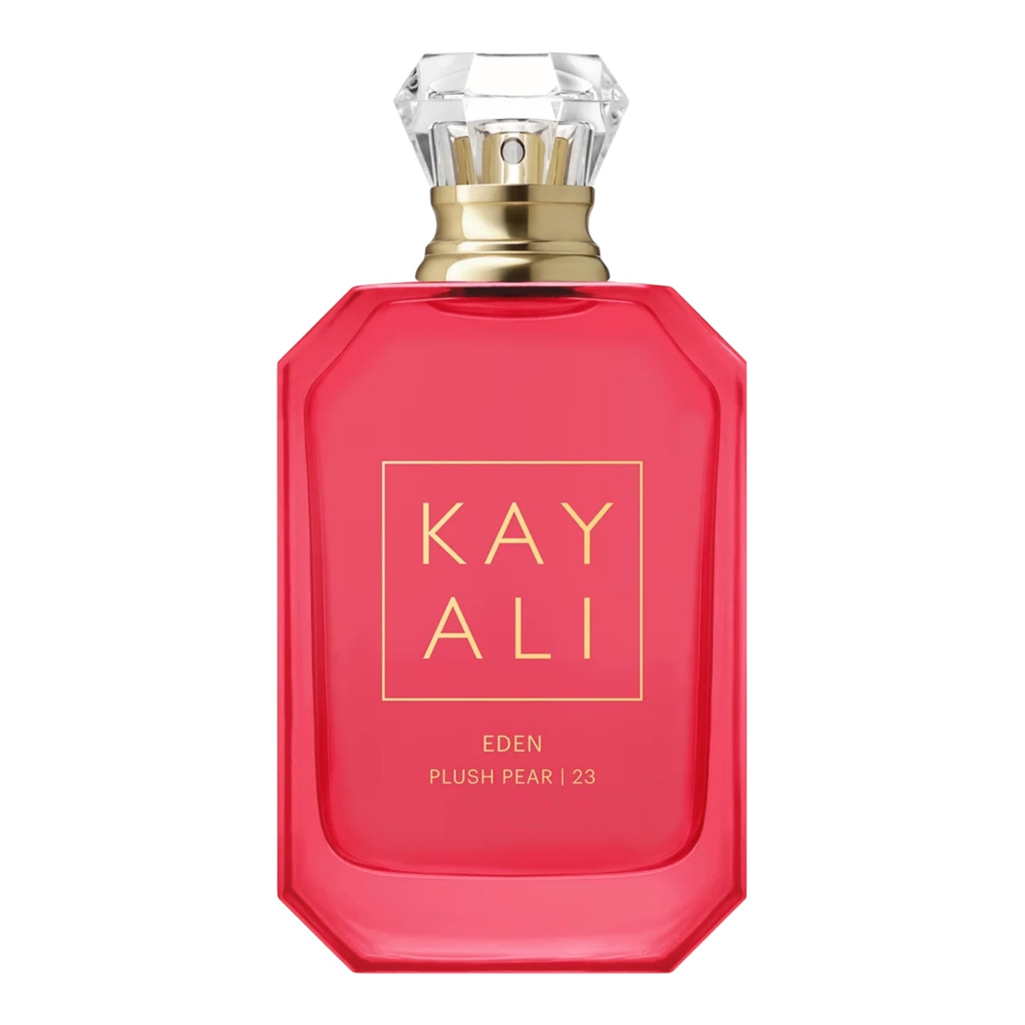 Kayali Eden Plush Pear 23 perfume bottle on white background