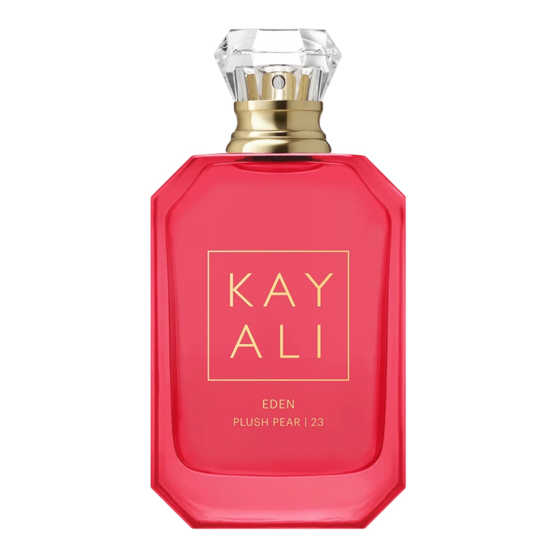 Kayali Eden Plush Pear 23 perfume bottle on white background