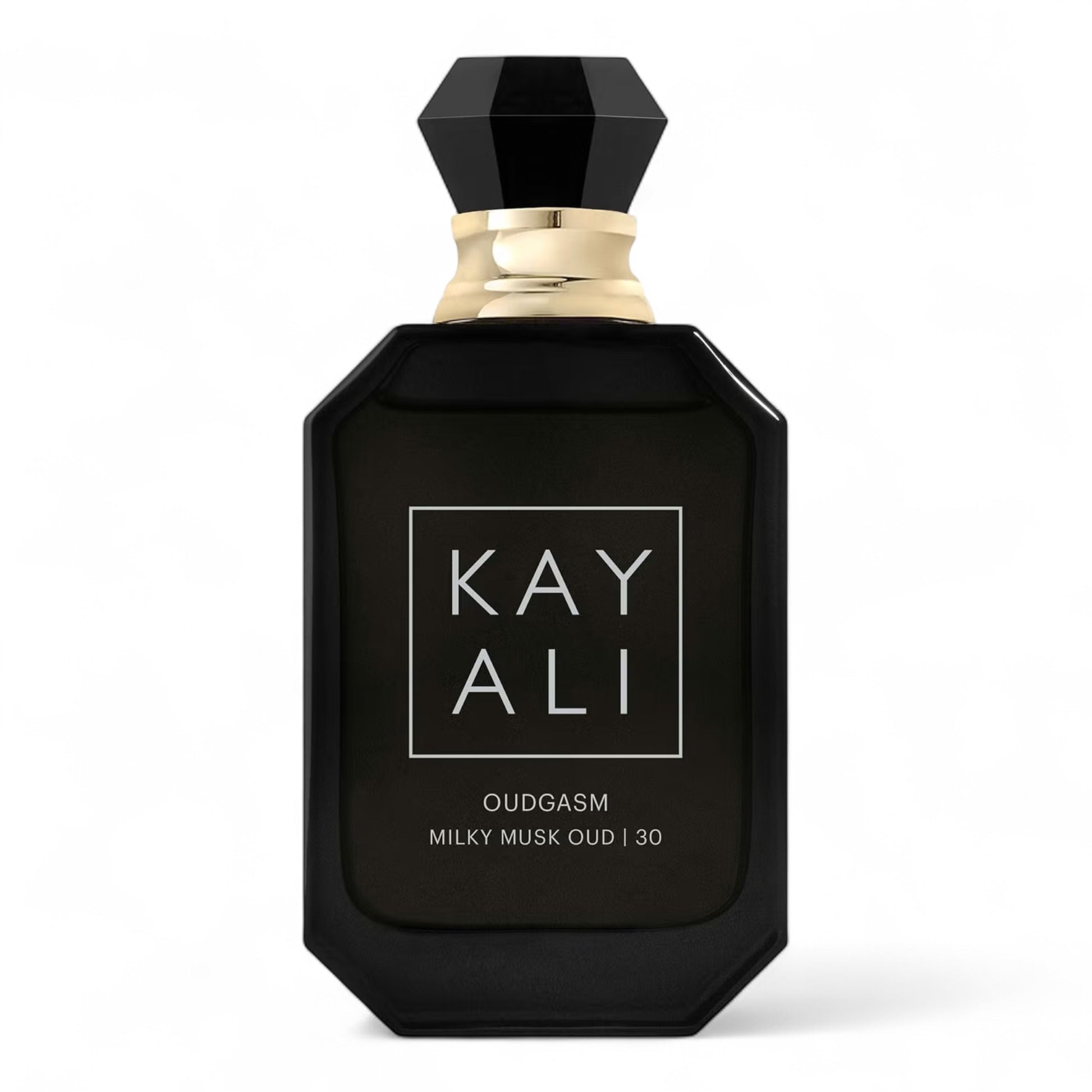 Kayali Milky Musk Oud 30 fragrance sample – retail bottle shown for decanting into 1ml–10ml samples