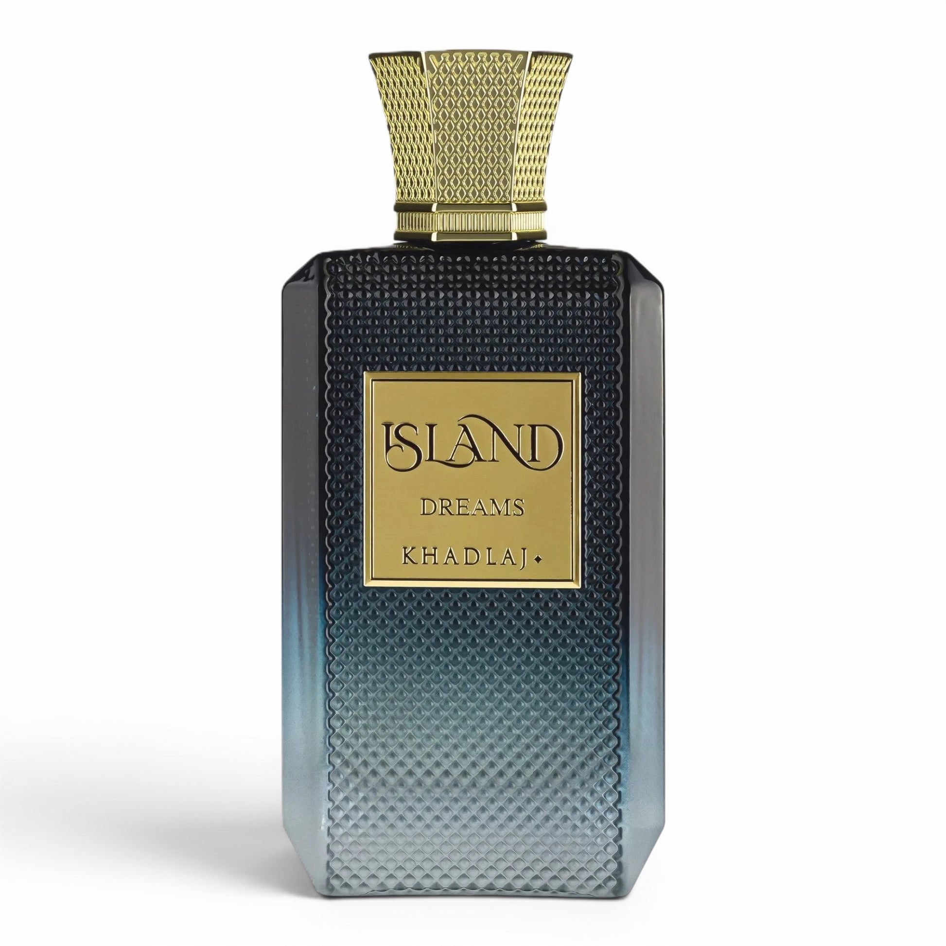 Khadlaj Island Dreams perfume bottle on white background