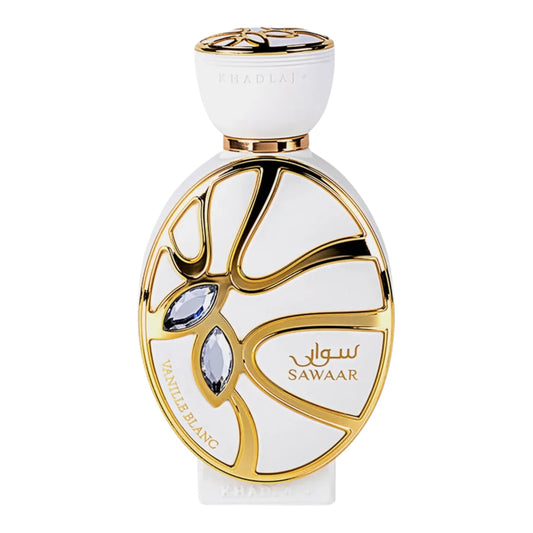 Khadlaj Sawaar Vanille Blanc perfume bottle on white background