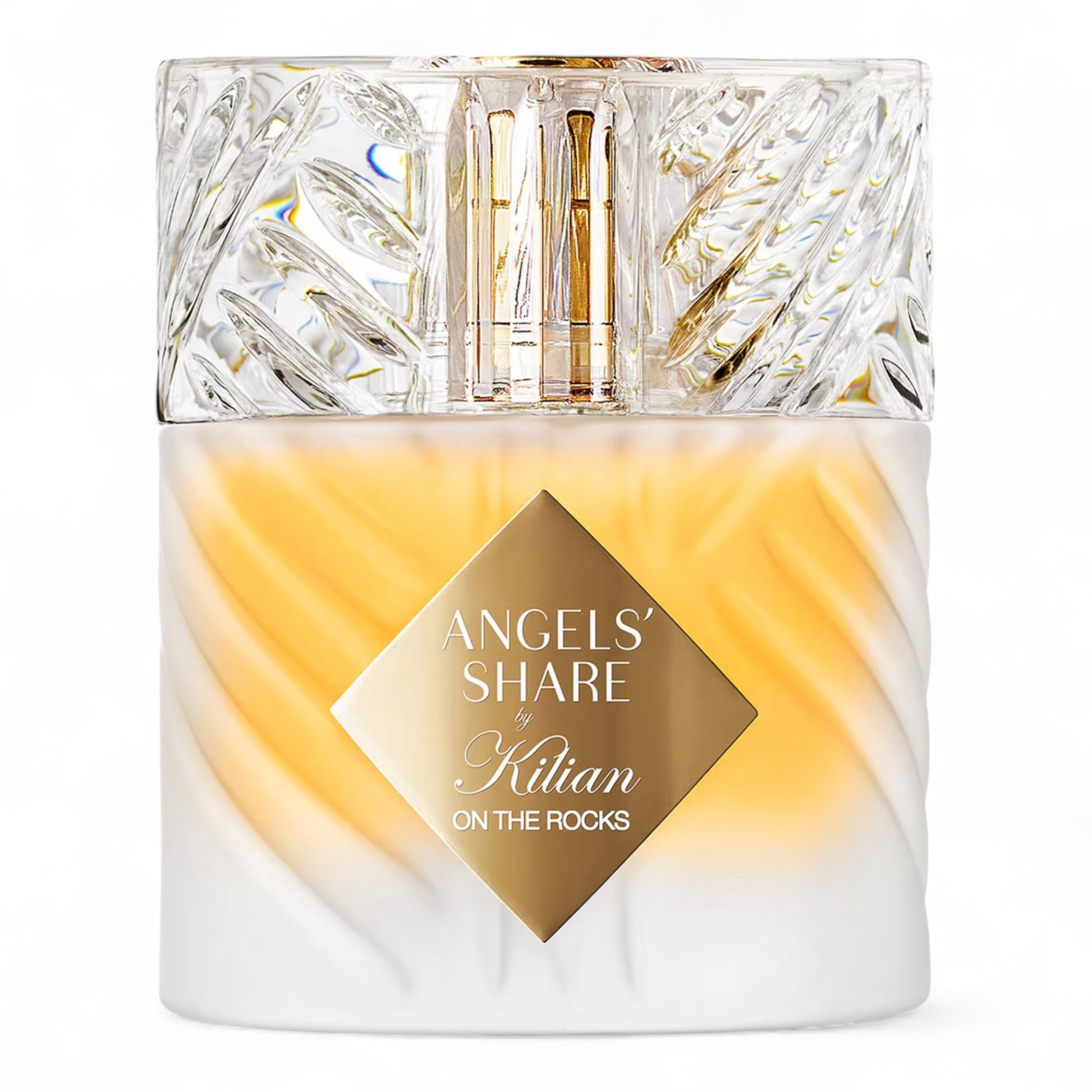 ilian Angels’ Share On The Rocks fragrance sample – icy cognac, bergamot and vanilla woods, pictured with 50ml full-size bottle