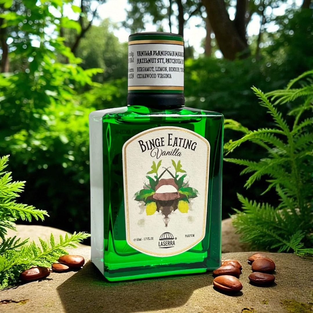 La Serra Binge Eating Vanilla perfume sample – creamy vanilla and toasted hazelnut in a rich gourmand scent.