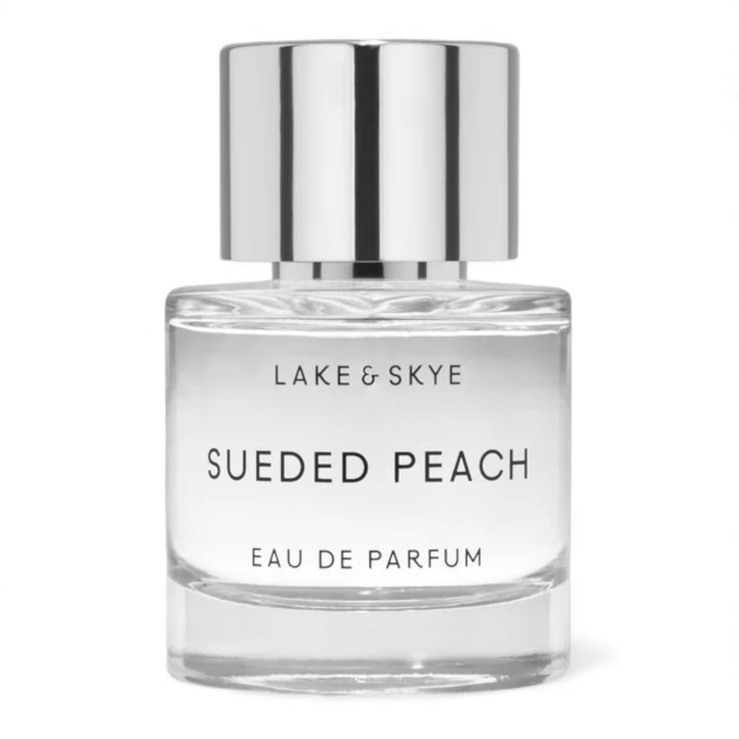 Lake & Skye Sueded Peach fragrance sample showing soft peach and creamy woody notes for decanting into 1ml to 10ml glass atomisers.