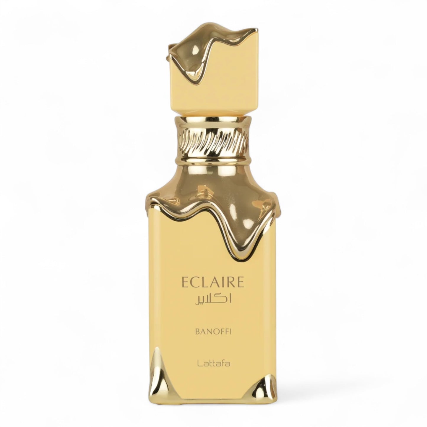 Lattafa Eclaire Banoffi fragrance sample – retail bottle shown for decanting into 1ml–10ml samples.