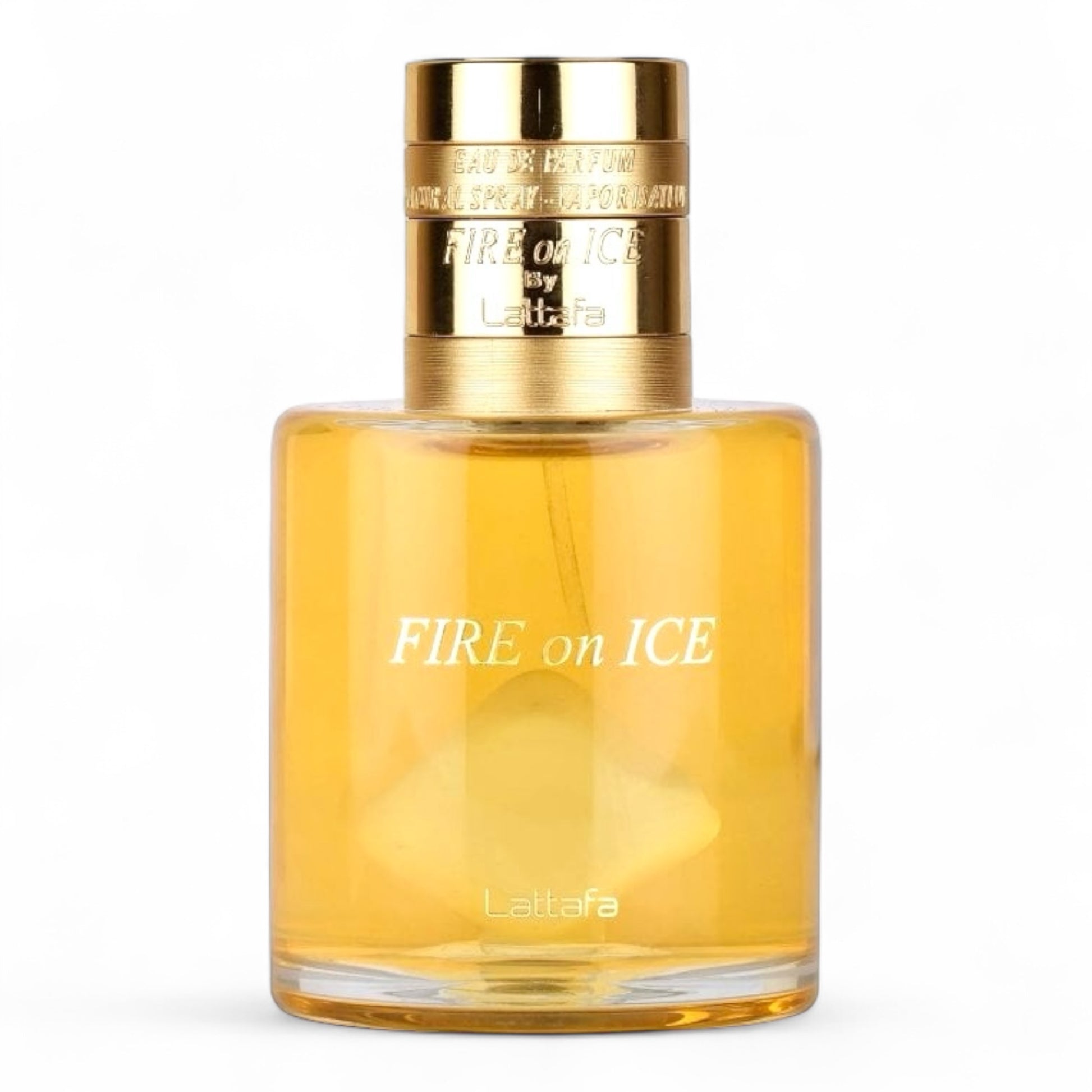 Lattafa Fire On Ice fragrance sample – retail bottle shown for decanting into 1ml–10ml samples.