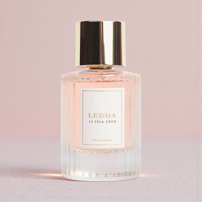 LEDDA 14 Isla Coco perfume styled in a bright, tropical setting
