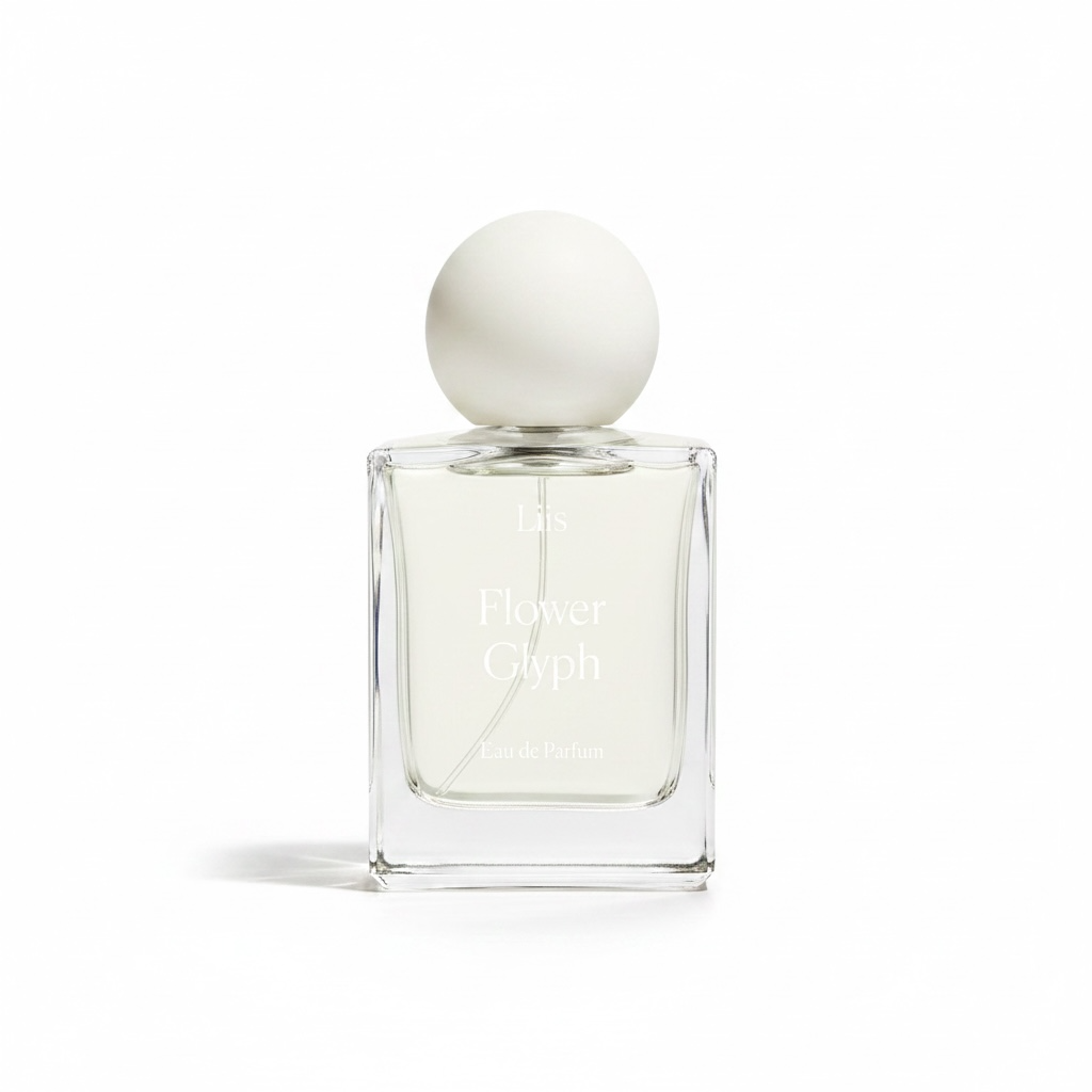 Liis Flower Glyph perfume bottle on white background