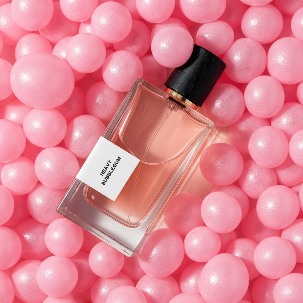 L'Orchestre Parfum Heavy Bubblegum styled with pink bubblegum