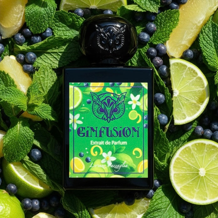 Lorenzo Pazzaglia Gin Fusion styled with citrus fruits, gin botanicals, juniper berries and fresh herbs