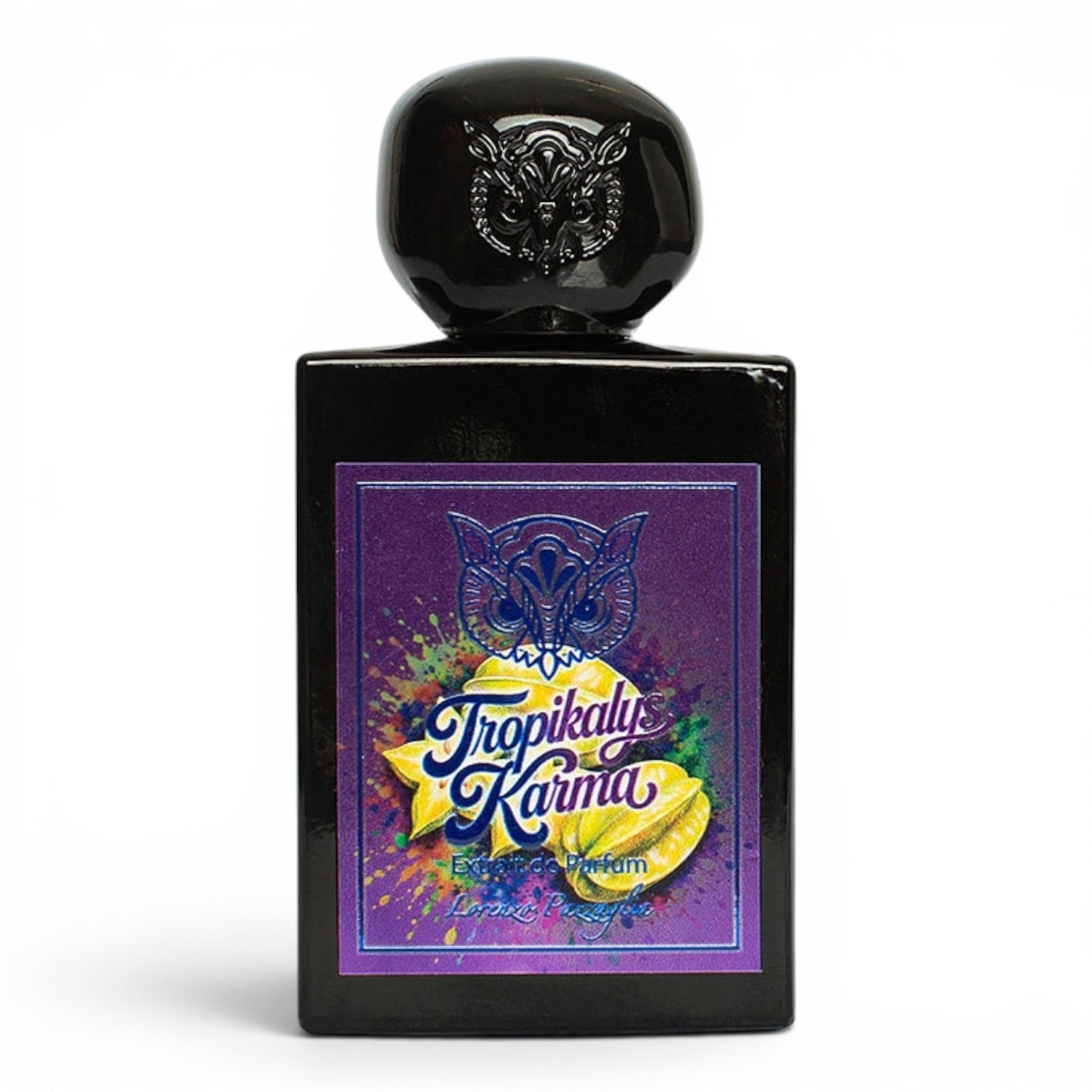Lorenzo Pazzaglia Tropikalys Karma perfume bottle on white background