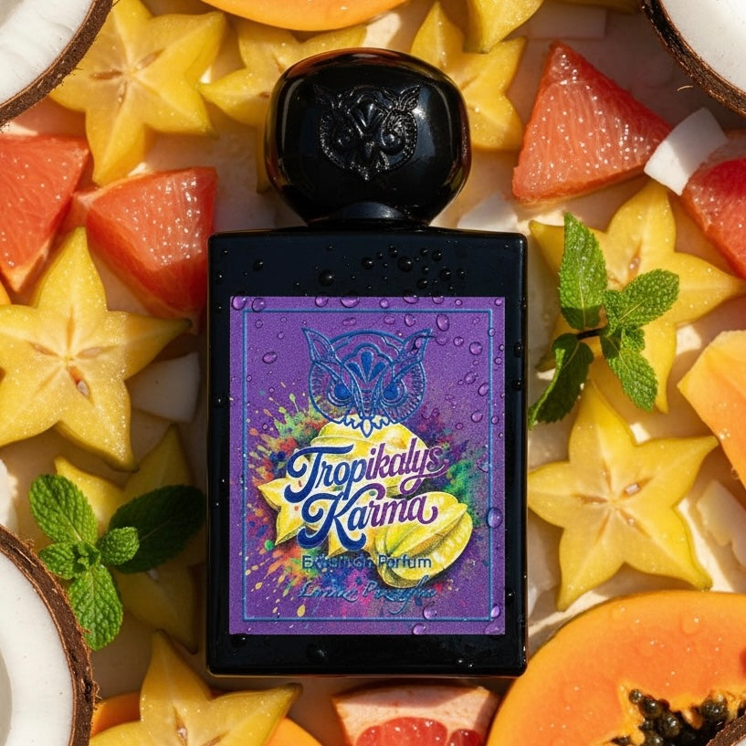 Lorenzo Pazzaglia Tropikalys Karma styled with coconut, mango, pineapple, papaya and tropical fruits in the sunshine