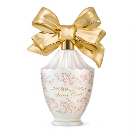 LoveShackFancy Secret Crush fragrance sample – retail bottle shown for decanting into 1ml–10ml perfume samples.