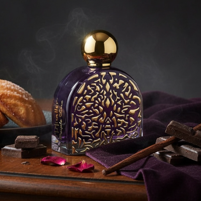 M. Micallef Purple Love perfume styled in an elegant, romantic setting