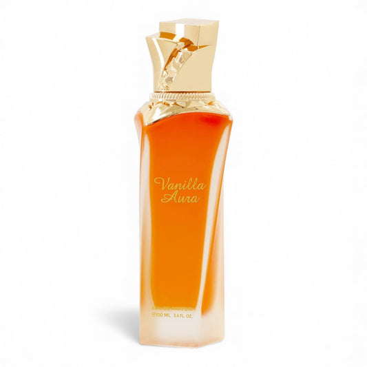 Maison Asrar Vanilla Aura fragrance sample – retail bottle shown for decanting into 1ml–10ml samples.