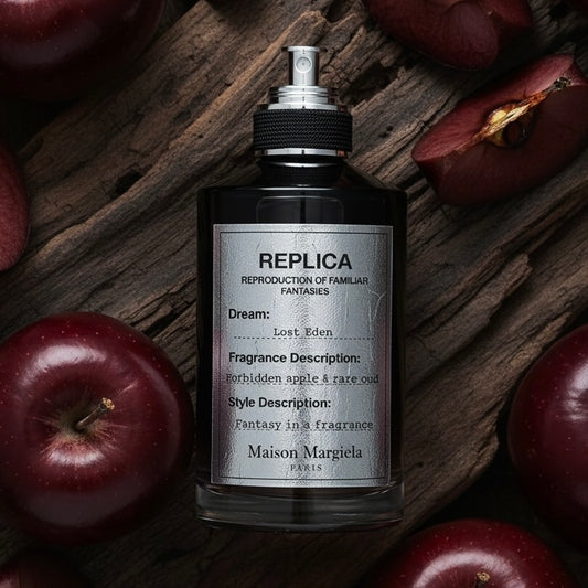 Maison Margiela Replica Lost Eden styled with candy apples, vanilla pods and dark smoky woods
