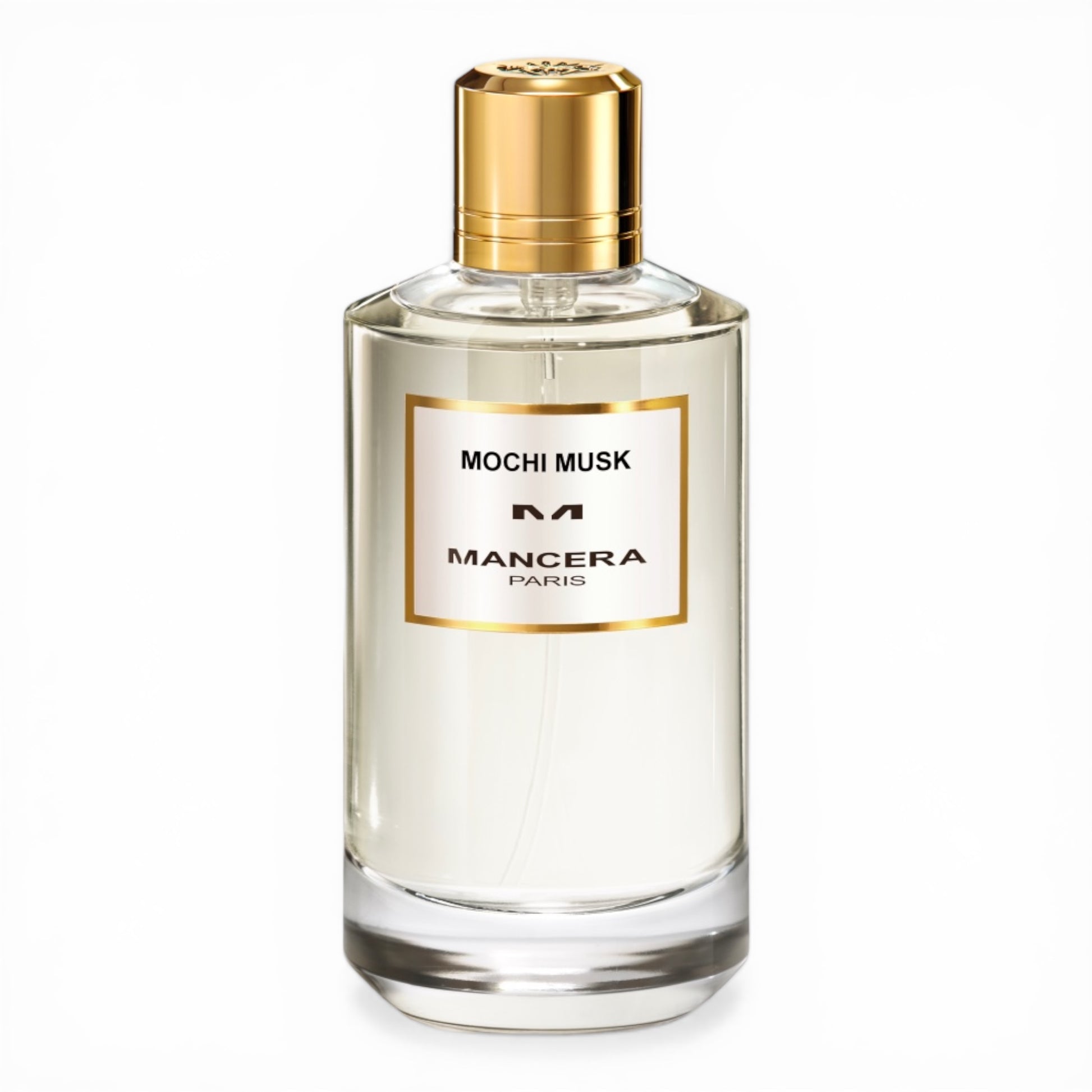 Mancera Mochi Musk perfume bottle on white background