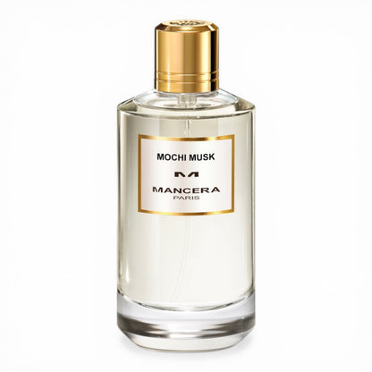 Mancera Mochi Musk perfume bottle on white background